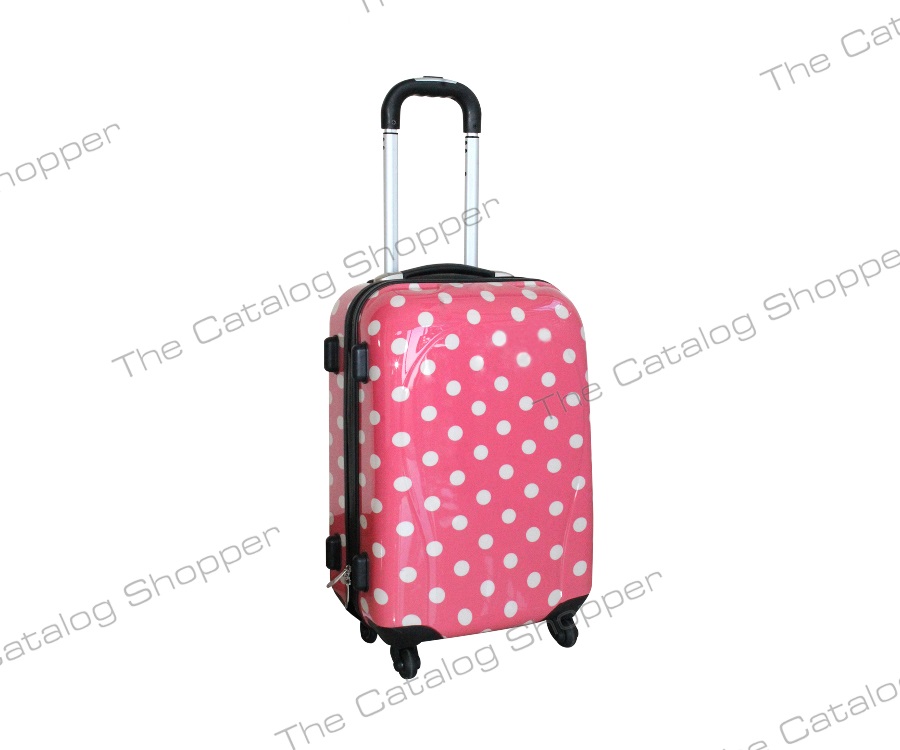 Mini Trolley Luggage Bag - Pink White Polka